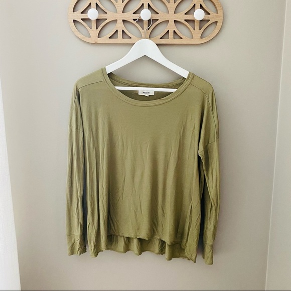 Madewell Long Sleeve Pullover Top Green Sz Small - Picture 1 of 9